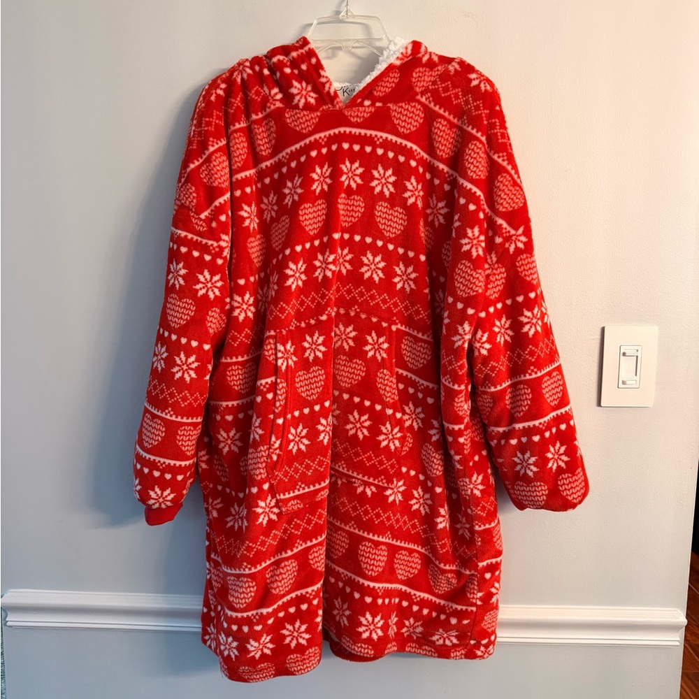 Cozy Red Snowflake Women's Blanket Robe
